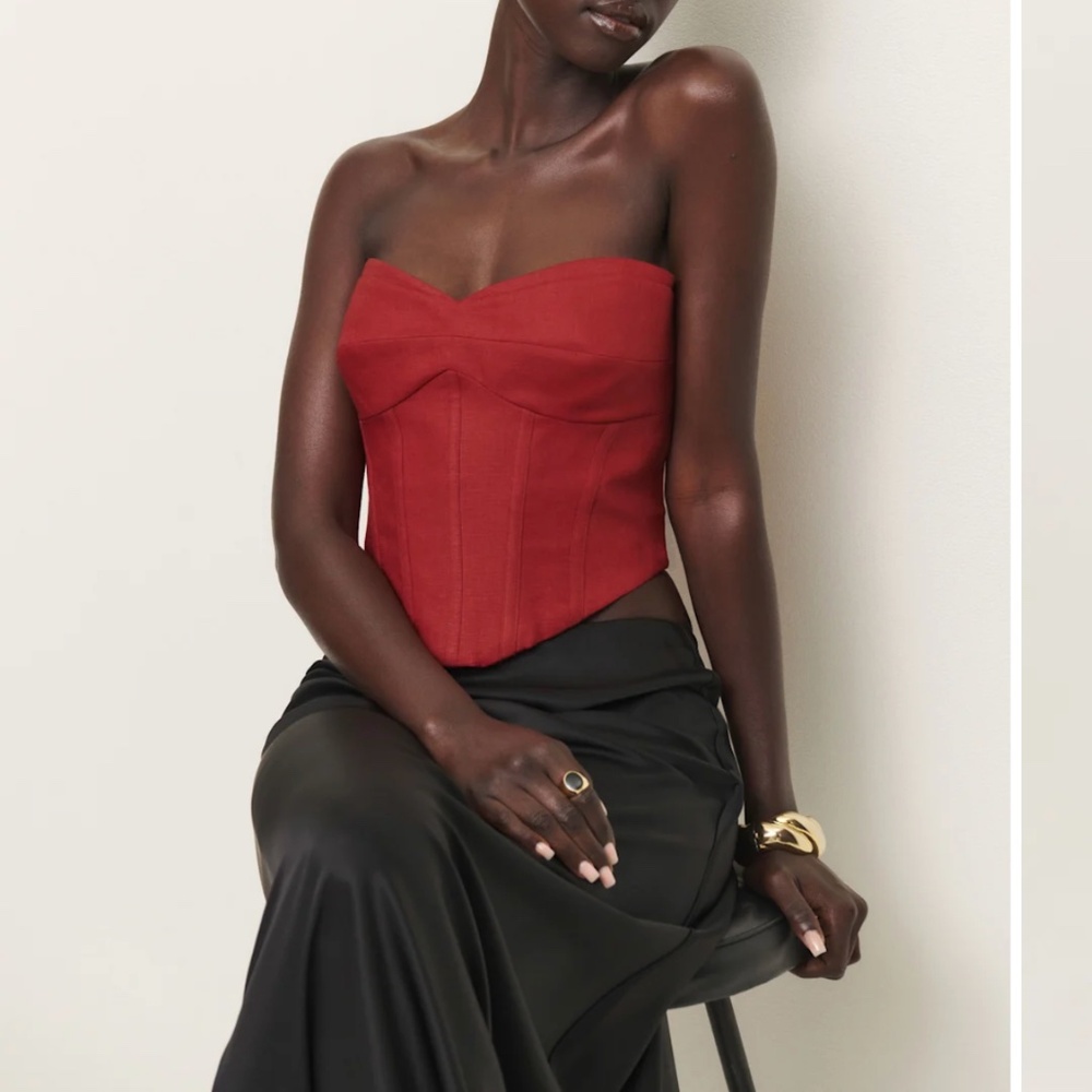 Reformation Pacie Linen Top Red - Size 6